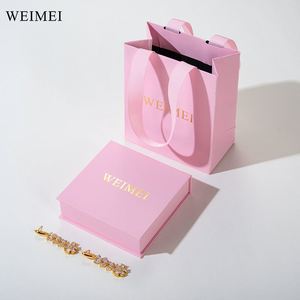 Pink Recyclable <b>Book</b> Shape Jewelry <b>Box</b> Set with Paper Bag for Ring Bracelet Earring and Necklace Packaging - Product Image 5