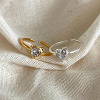 925 Perak Murni Tipis Hitam Cinta Cincin Terbuka Mode Cahaya Mewah Niche Cincin Disesuaikan Indah untuk Wanita