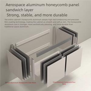 Mueble de <span class=keywords><strong>Baño</strong></span> de Roble con Base y Encimera de Mármol, con Estantes de Almacenamiento <span class=keywords><strong>para</strong></span> Remodelación de <span class=keywords><strong>Baño</strong></span> Principal - Product Image 3