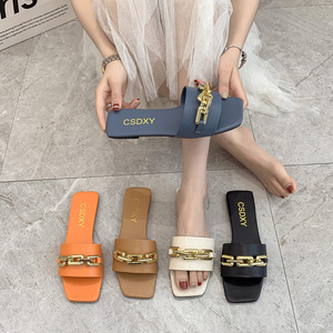 รองเท้าแตะสตรีไซส์ใหญ่แบบแบนประดับโซ่ รุ่น <span class=keywords><strong>M666</strong></span> - Product Image 2