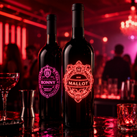 Autocollant LED pour bouteille de vin en PET imperméable, personnalisé avec logo, pour promotion de la campagne de boissons de la vinière Longstargift