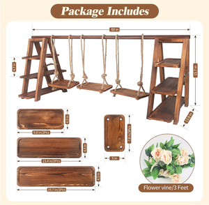 Plateau de service en bois écologique à 3 niveaux, ensemble de présentoir à dessert à double couche, étagère en bois massif pour plateaux de rangement - Product Image 6