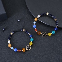 Bracelet tendance en pierre de grès bleue avec les douze constellations et les huit planètes, bracelet tissé avec les 12 signes du zodiaque avec carte
