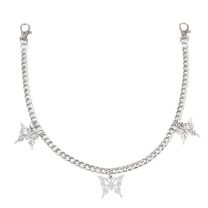สร้อยคอเอวสแตนเลสสตีลรูปผีเสื้อ สไตล์ฮิปฮอป สำหรับทุกเพศ ใช้ได้ทุกวัน สร้อยคอแบบชั้นเดียว สีขาว K - Product Image 4