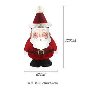 Customized OEM Festival Christmas Decorations Paper Honeycomb Santa Gifts Ornaments Snowman Window Display Party Supplies