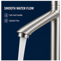 Robinet de lavabo en acier inoxydable brossé S304 de qualité supérieure - Robinet monocommande à col haut pour lavabo sur plan en salle de bain