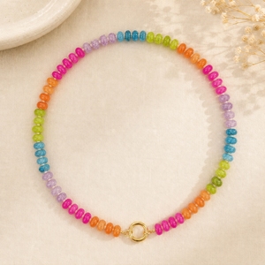 Collana da Donna alla <span class=keywords><strong>Moda</strong></span> <span class=keywords><strong>con</strong></span> Perline Abacus 5*8mm, Chiusura in Oro, Gioiello <span class=keywords><strong>con</strong></span> Pietre Colorate, Perle di Cristallo Naturale, Collana Girocollo 18'' - Product Image 5