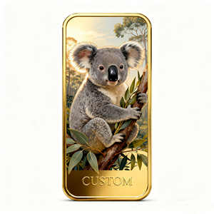 Créez votre propre lingot plaqué or de luxe, mignon et de collection, en métal, sur le thème des animaux, chaud et apaisant, de haute qualité, avec motif koala. - Product Image 2