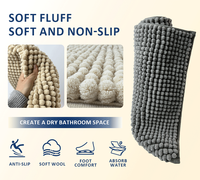 Tapis de salle de bain antidérapant en microfibre chenille lavable, super doux et absorbant, tapis moelleux, tapis en peluche