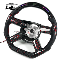 Volant de direction personnalisé en fibre de carbone forgée rouge à LED pour Chrysler 300c Dodge Challenger 2008-2011