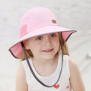 OEM Customized Logo Summer Children UPF 50 + Sun Kids Play Hat Wide Brim Plain Fisherman Kids Beach Bucket Hats