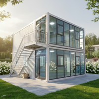 Casa Contenedor Prefabricada de Doble Planta con Estructura de Acero y Paredes de Vidrio, Moderna, de Lujo, Fácil de Instalar y Personalizable