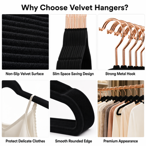 OEM Premium Velvet Hangers 50 Pack Non Slip Hangers Suit Black Rose Gold <b>Hooks</b> Space Saving <b>Plastic</b> Clothes Hangers manufacturer - Product Image 4