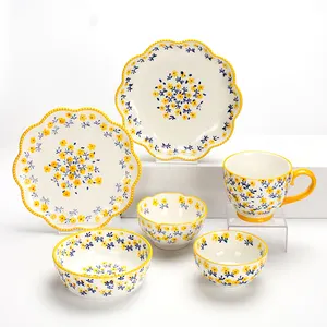 Wholesale Ceramic Dinnerware Set Stoneware Noodles Soup Bowls Fruit Salad Bowl Dipping Dish And Deep Plate Dinner Ware Sets