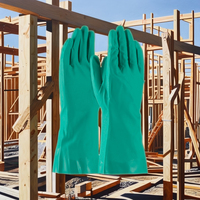 Gants en nitrile non supportés verts de 15 mil avec doublure en coton à prise diamantée surélevée, doublure en coton, application de travail de sécurité, taille XL