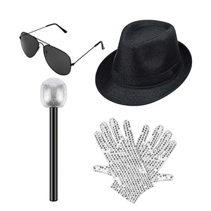 Accessoires de costume Pop King Jackson : Chapeau Fedora, lunettes de soleil et microphone pour fête cosplay d'Halloween sur le thème des années 80 Rocky - Product Image 4