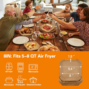 Air Fryer Disposable <b>Silicone</b> Oil Parchment Paper Liners 200pcs 8In Square Oven Safe - Product Image 2