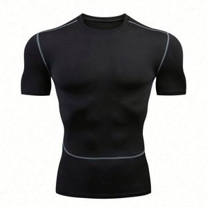 Camiseta de compresión de manga corta para hombre, de secado rápido, cuello redondo, ajuste ceñido, para verano, ciclismo, entrenamiento y gimnasio, en stock. - Product Image 3