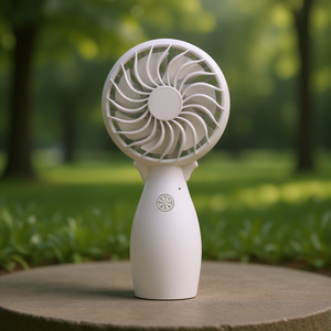 Ventilateur portatif Db blanc à 12 pales, trois vitesses, pliable, alimenté par batterie rechargeable, pour usage domestique - Product Image 2