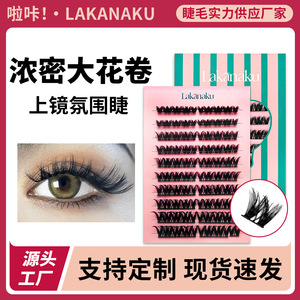 Lakanaku False Eyelashes Individual Lashes Black Cotton Stalk <b>D</b> Curl Voluminous For Makeup Extensions - Product Image 5