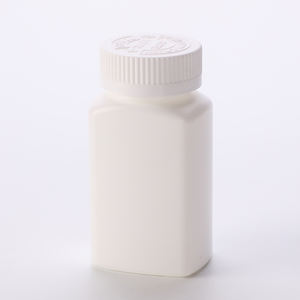 100 ml Kare HDPE Beyaz Plastik Farmasötik İlaç Hap Tablet Kapsül Şişesi, Çocuk Güvenlikli Vidalı Kapaklı - Product Image 3