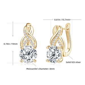Popular New Designed 925 Sterling <strong>Silver</strong> 8mm 2CT Round Moissanite Stud <strong>Infinity</strong> Hoop <strong>Earrings</strong> for Women Gift - Product Image 3