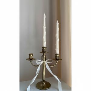 Bougeoir en laiton à 3 bras, candélabre doré, décoration d'intérieur, table à manger - Product Image 1