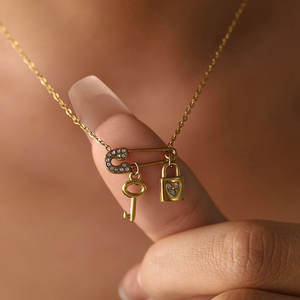 Colliers en acier inoxydable 316L sur mesure, plaqués or 14K 18K PVD, bijoux fins, pendentifs à clip en zircon pour femmes - Product Image 2