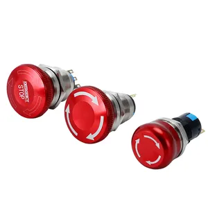 22mm Waterproof Metal Sticking Button Mushroom Push Lock Emergency Stop Power Switch