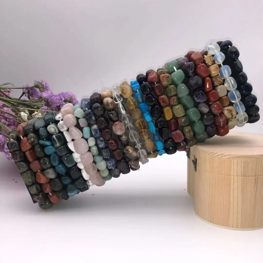 Fabriek Prijs Aanpassen Natuursteen Armbanden Vrouwen Edelsteen Kristal Kralen Mannen Armband Feng Shui