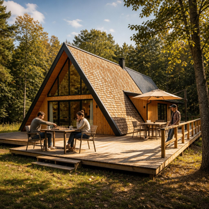 Villa préfabriquée de luxe moderne en <span class=keywords><strong>A</strong></span>-frame pour l'extérieur, maisonnette triangulaire à faible hauteur avec <span class=keywords><strong>vue</strong></span> panoramique, chalet de retraite, mini-<span class=keywords><strong>maison</strong></span> à <span class=keywords><strong>vendre</strong></span> - Product Image 6