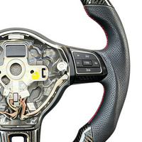 Volant en cuir personnalisé avec fibre de carbone et marque de centre rouge pour Volkswagen VW Golf 6 Golf 7 Passat CC Polo Tiguan Touareg MK6