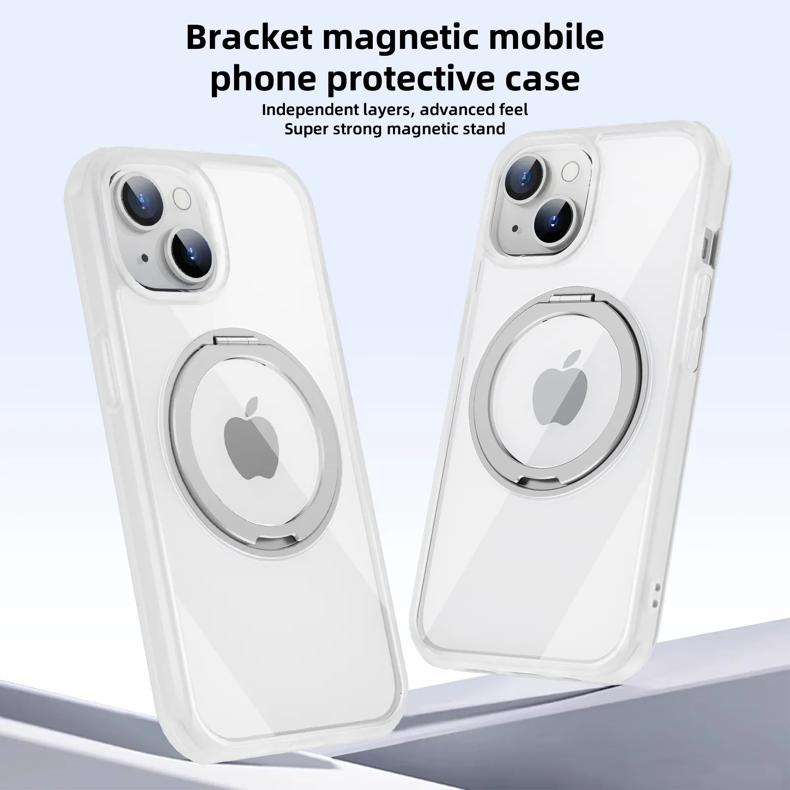 New Arrival Matte Phone Case For iPhone 15 TPU PC Magnetic Cover Case With 360 Degrees Rotating Stand