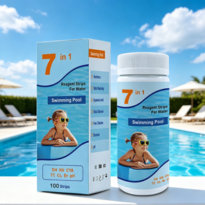 Bandelettes <span class=keywords><strong>de</strong></span> test 7 en 1 <span class=keywords><strong>pour</strong></span> piscine et spa, kit <span class=keywords><strong>de</strong></span> test précis <span class=keywords><strong>de</strong></span> <span class=keywords><strong>la</strong></span> qualité <span class=keywords><strong>de</strong></span> <span class=keywords><strong>l</strong></span>'<span class=keywords><strong>eau</strong></span> <span class=keywords><strong>pour</strong></span> le pH, le chlore, <span class=keywords><strong>l</strong></span>'alcalinité, <span class=keywords><strong>la</strong></span> <span class=keywords><strong>dureté</strong></span>, <span class=keywords><strong>l</strong></span>'acide cyanurique - Product Image 1