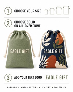 Sac à cordon en toile de coton personnalisé avec logo imprimé, idéal pour cadeaux, chaussures, et autocollants artisanaux – Vente en gros - Product Image 1
