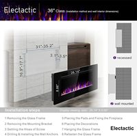 Insert de cheminée électrique de 36 pouces Thermostat mural encastré Flamme Télécommande Minuterie linéaire pour usage domestique AU