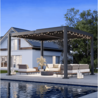Pergola Bioclimatique Extérieure avec Toit Rétractable à Lames Orientables en Aluminium Massif pour Spa, Jardin, Patio et Piscine