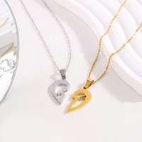 Nouveauté - Bijoux de mode - Collier en acier inoxydable plaqué or - Flèche de Cupidon - Forme de cœur - Pour couple