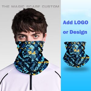 Pañuelo multifuncional deportivo con logo impreso personalizado, braga de cuello, diadema negra, bandana lisa blanca de poliéster sin costuras para exteriores - Product Image 5