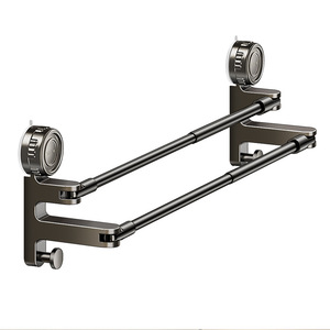 Blue Vine Adjustable Towel Rack 2 Bars Wall Mounted No Drill Bathroom Shower Rack - Product Image 4