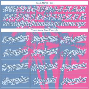 Custom Baseball Jersey Pink Blue Palm Tree Print Personalized Unisex Breathable Sublimated Short Sleeve Sports Jersey - Product Image 3