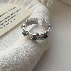 Wenchi Vintage Woven <b>Ring</b> Green Zircon S925 Pure <b>Silver</b> Elegant Temperament European American French Niche Design Inlaid <b>Set</b> - Product Image 5