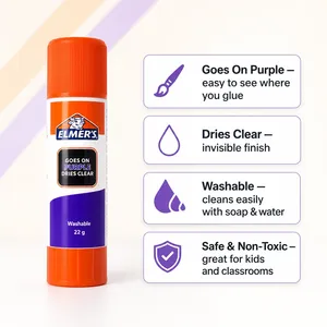 Barra de Pegamento Multiusos, Pegamento Escolar Morado Desvanecible, Lavable, Seguro y No Tóxico para Fotos, Cartulina y Papelería - Product Image 2