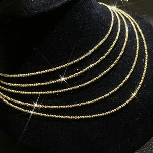 Collar Xinfly de Doble Cadena Gruesa con Cuentas Láser de Oro Amarillo Real de 18k, Resistente al Sudor, de Lujo, Multicapa, para Mujer - Product Image 1