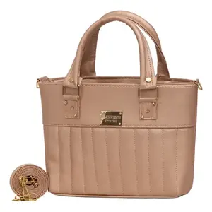 Bolso Bandolera Fana Fina Milagros de Cuero Genuino Color Oro Rosa con Patrón de Cocodrilo y Borlas para Mujer, Uso Diario - Product Image 3