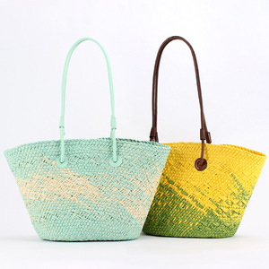 Bolsa de Papel Natural con Logotipo Personalizado - Bolso de Mano de Paja para Playa de Verano con Asas de Cuero, Fabricante OEM, MOQ Bajo para Propietarios de Marcas - Product Image 1