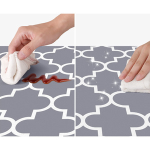 Tapete de Cocina Personalizado de PVC con Patrón de Rejilla, Resistente al Aceite, Impermeable, Antideslizante, para Uso Doméstico, Fácil de Limpiar, Acolchado - Product Image 1