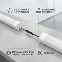 Luminaire LED Tri-Proof IP67 IK10 1,5m 5ft 60W SMD2835 jusqu'à 140lm/W, moitié aluminium, moitié PC, connectable, éclairage pour entrepôt et garage