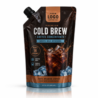 Pochette personnalisée pour concentré de café froid avec bec verseur et bouchon à vis, emballage liquide haute barrière pour café
