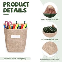 Panier de rangement mural pliable en toile de jute naturelle et coton, petit format, avec cintre